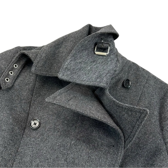 Belstaff Fayer Cashmere Blend Double Breasted Convertible Peacoat Coat 48 Gray - Picture 15 of 16